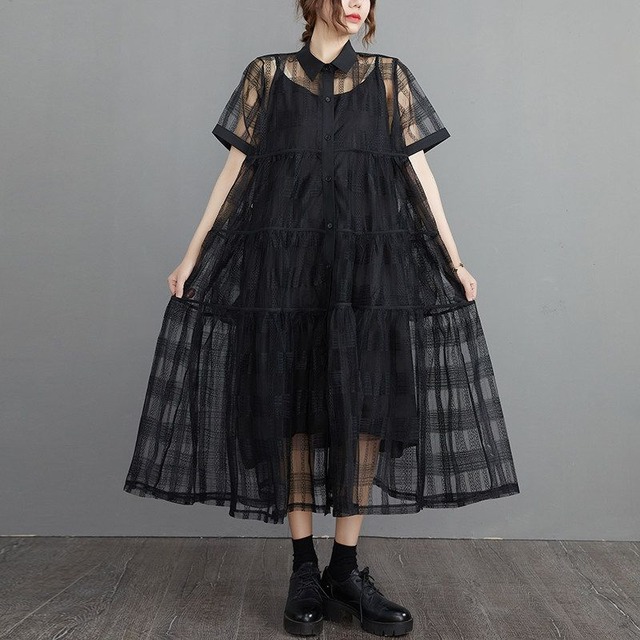 ORGANZA RELAXED LAYERED SHIRT DRESS SETUP M-17877