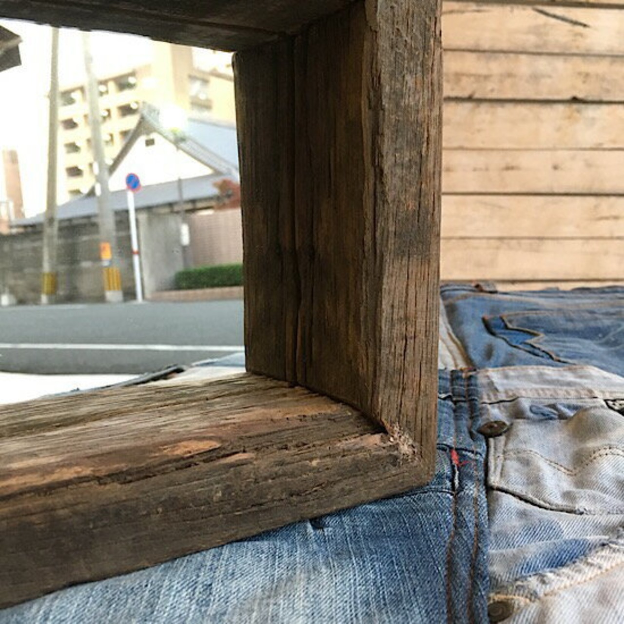 オールドウッド　ウォールミラー　30x20cm