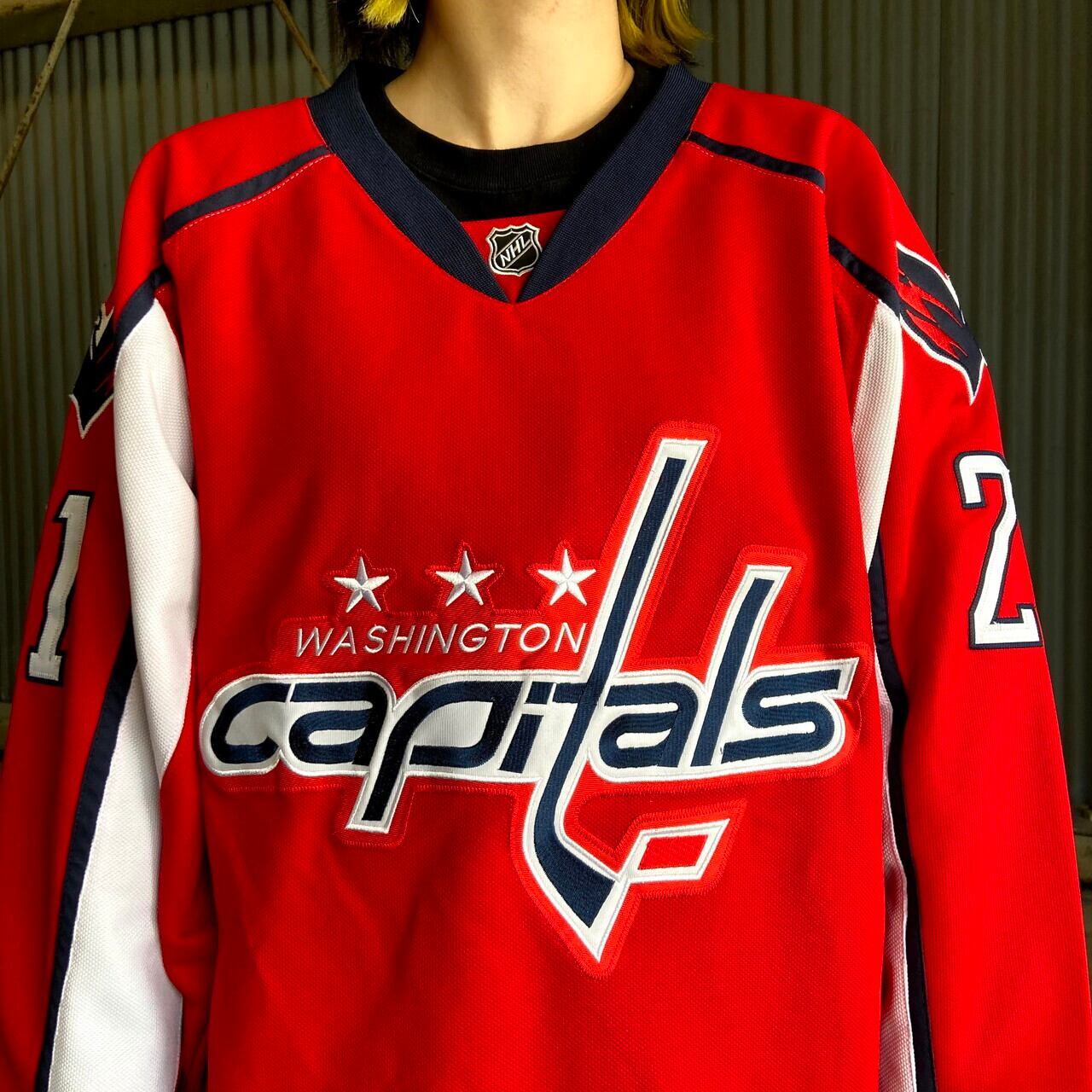 Reebok リーボック CCM NHL ワシントン・キャピタルズ ホッケーシャツ メンズL相当 古着 Washington Capitals 90S  ヴィンテージ ビンテージ ゲームシャツ ユニフォーム レッド 赤色【ゲームシャツ】【SA21073】【AL2110】 | cave