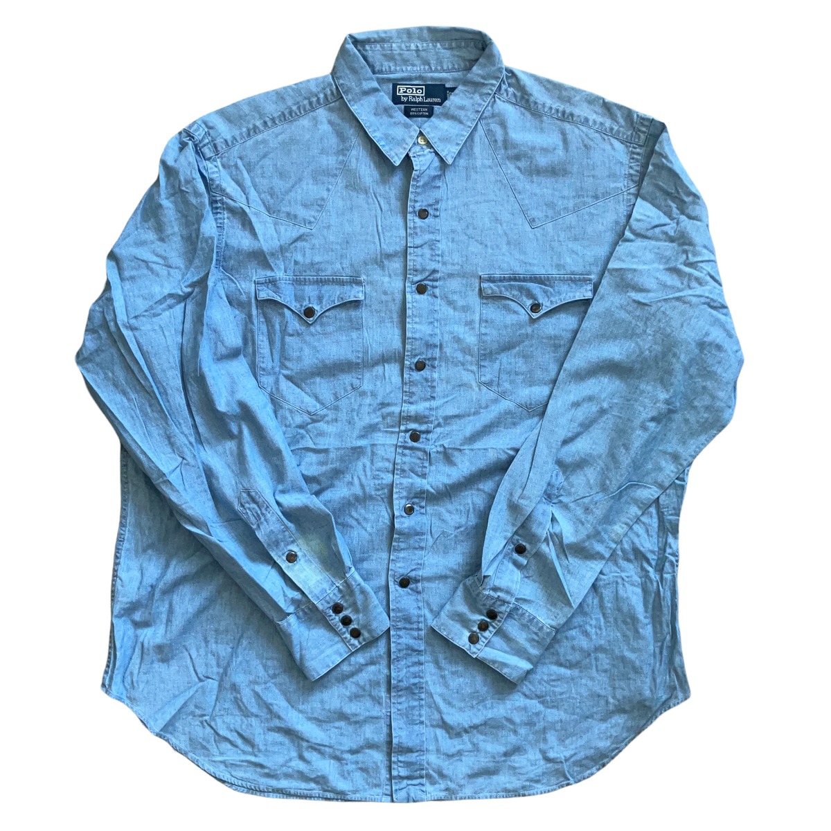 90s POLO by Ralph Lauren WESTERN シャンブレーL/Sシャツ【0401A7