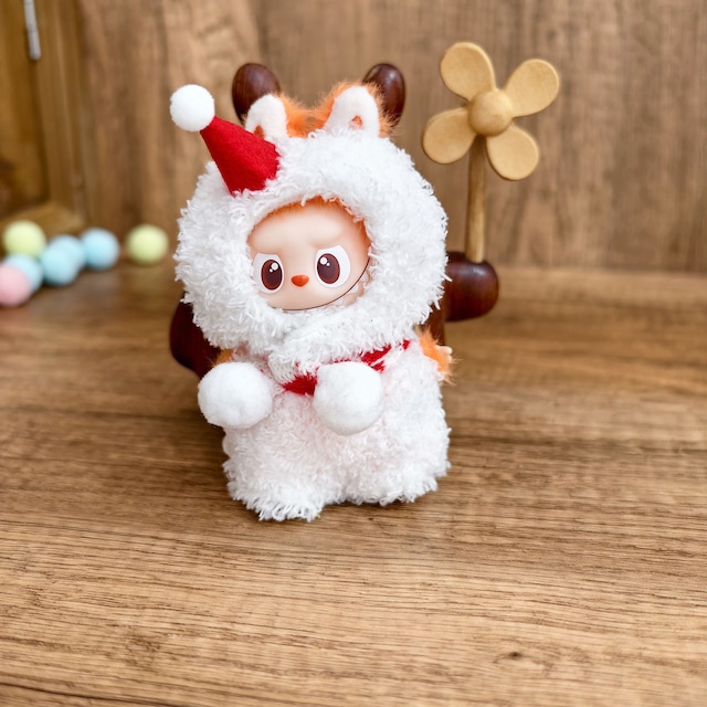 もこもこ雪だるまちゃんに！雪だるまセット labubu 4.0 10cm 対応 もこもこ ふわふわ 雲 雪 冬 季節もの 可愛い ワンピース コスチューム ラブブ