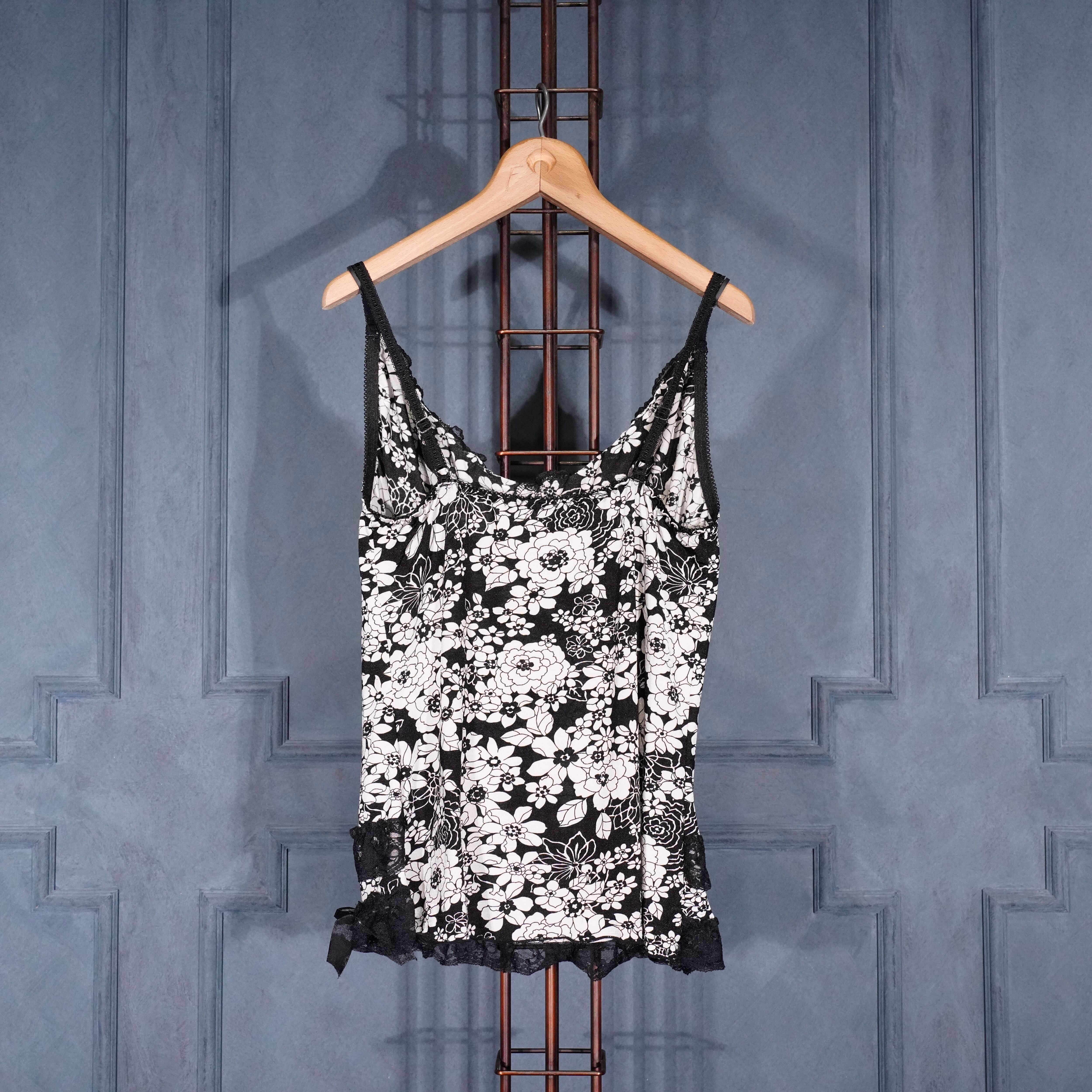 USA VINTAGE FLOWER PATTERNED LACE RIBBON DESIGN CAMISOLE/アメリカ