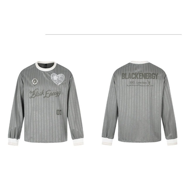 レトロレタリンググラフィックリブテクスチャーロングスリーブTシャツ 2col   R02559