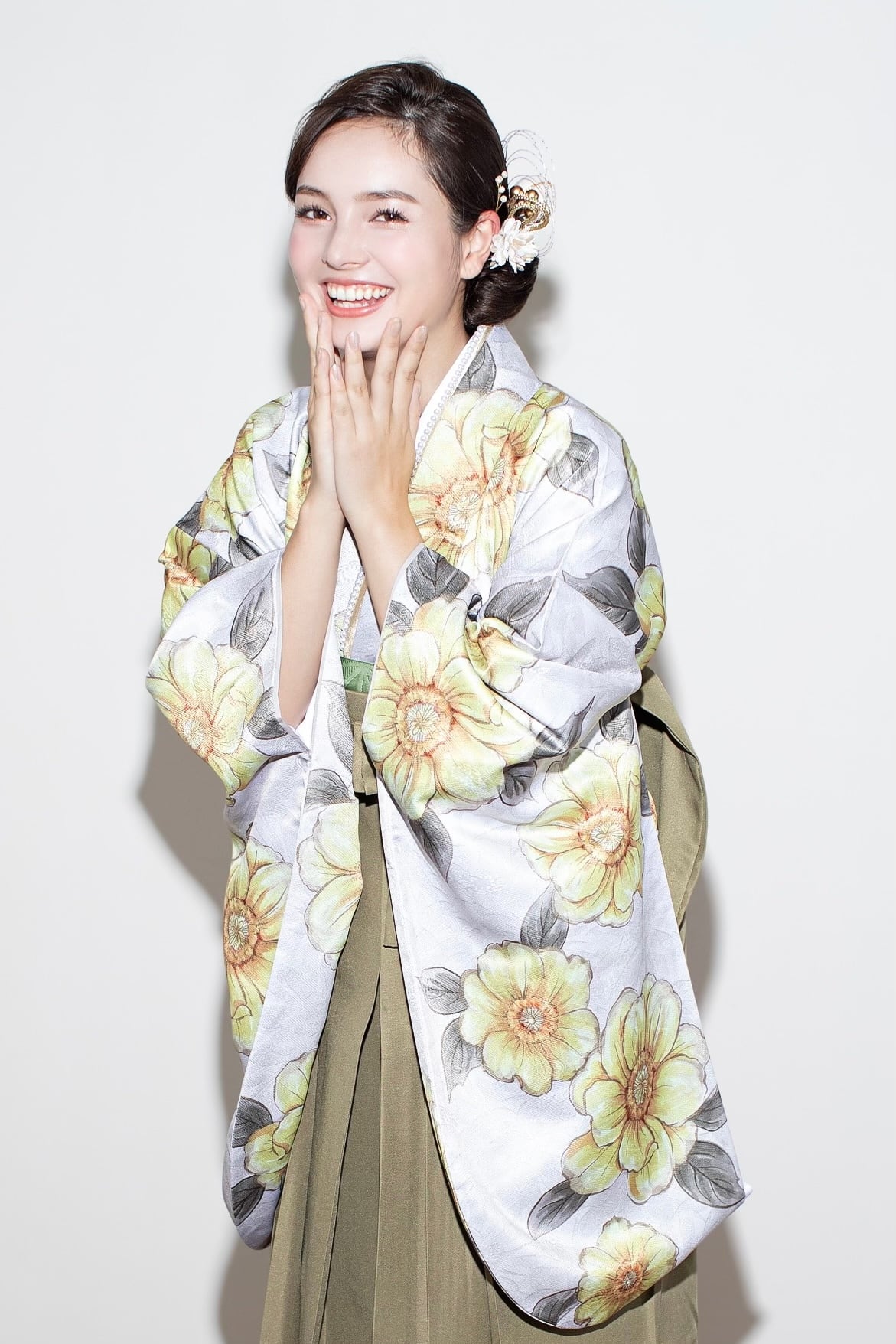 Kimono Sienne 卒業式袴3点セット 生成り 袴 二尺袖着物 袴 卒業式