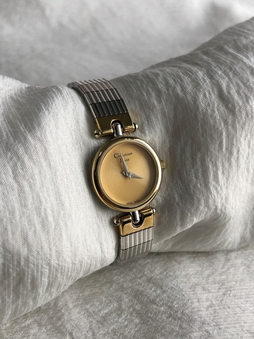Christian Dior クリスチャン ディオール 腕時計 シルバー×ゴールド ステンレススチール 3025クウォーツ vintage ヴィンテージ オールド h2x5fz