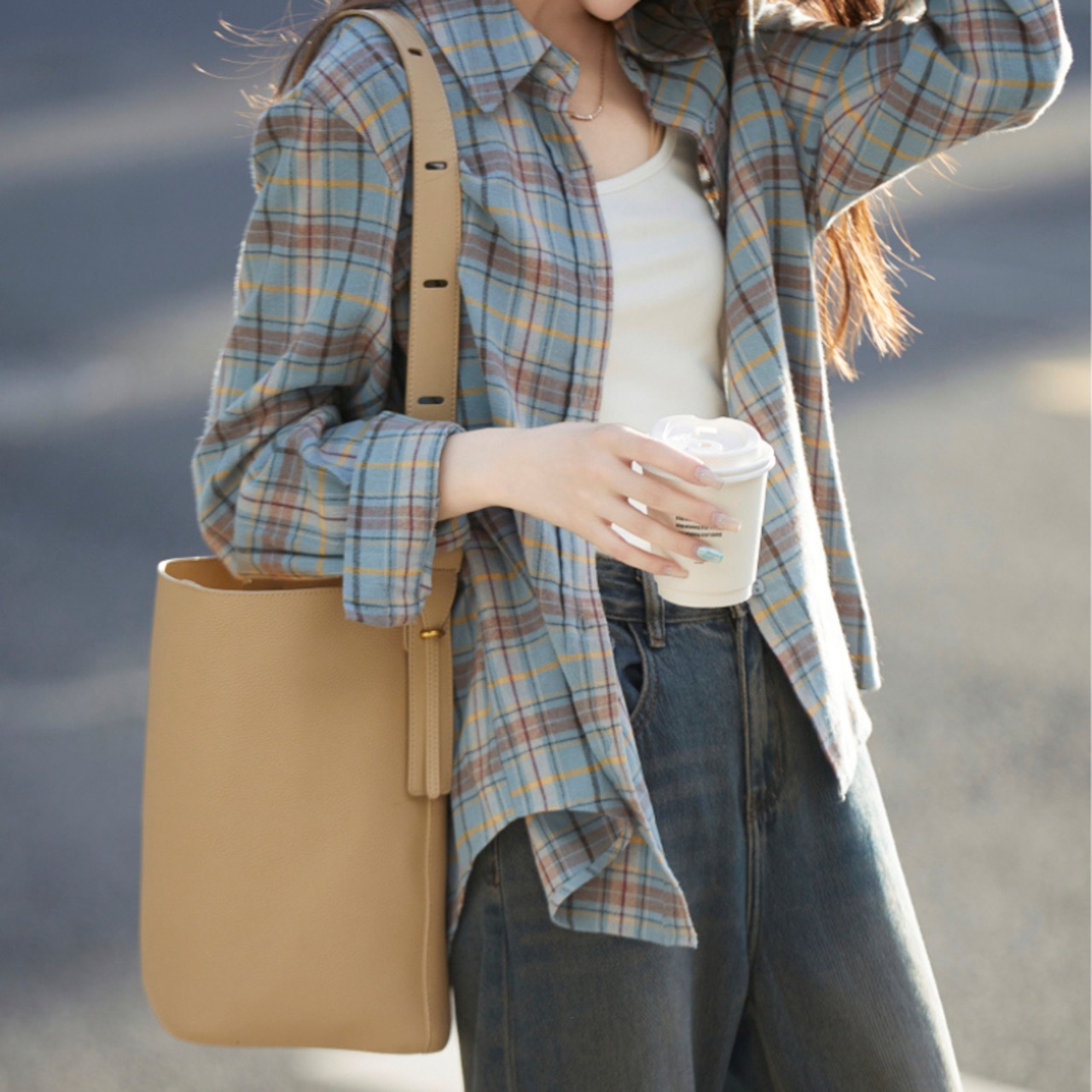 チェック柄ルーススタイルシャツ A01162