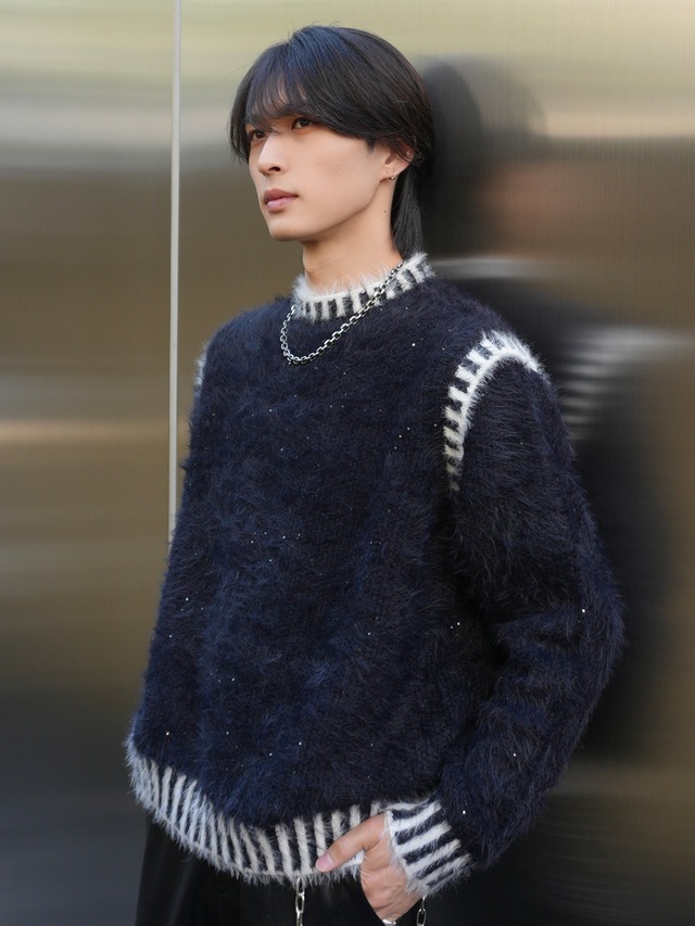 【ALUDE】Frosty glow rib design sweater（2color）