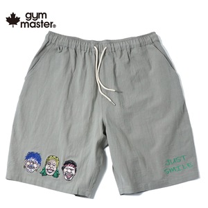 gym master ジムマスター JUST SMILE 刺繍ショーツ メンズ レディース ショートパンツ 短パン 綿100% スウェットショーツ カジュアル 春夏 G721750 グレー(03)