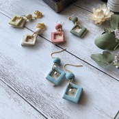 アロマが香る信楽焼*選べる5色 アロマシリーズ 陶器ピアス イヤリング 伝統工芸 パステル 香水