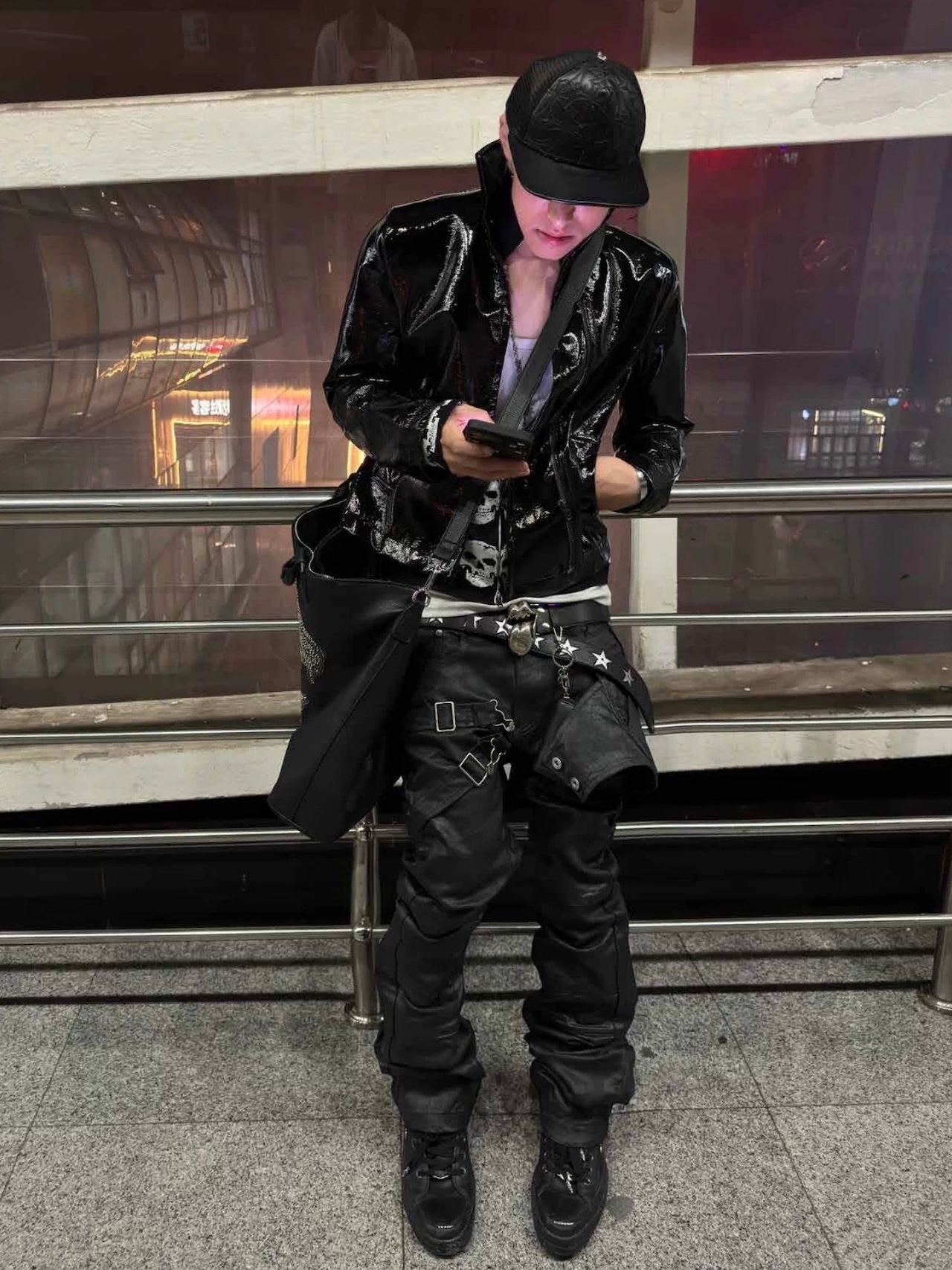 【CinderVein】Dual Track Reconstructed Waxed Denim Pants