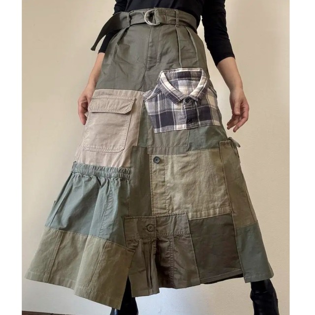 オーダーメイドスカート⭐︎No.026 古着をアップサイクルしたミリタリー系スカート