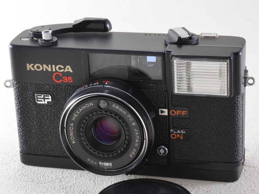 KONICA C35 EF / HEXANON 38mm F2.8 整備済 ネガフィルム付 コニカ