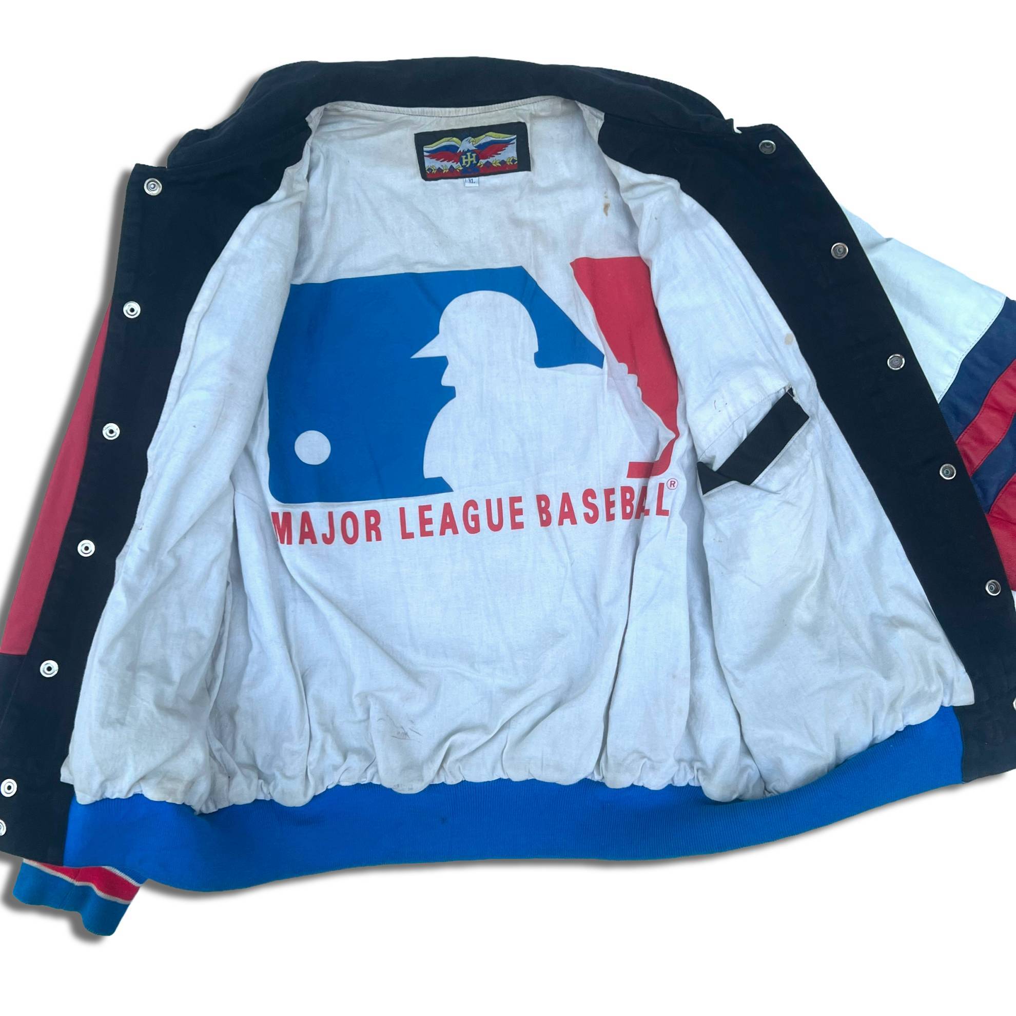 90s USA製 ジェフハミルトン MLB スタジャン XL ヤンキース Jeff Hamilton ニューヨーク・ヤンキース New York  Yankees コットン レザー 切り替え ストリート レーシングジャケット