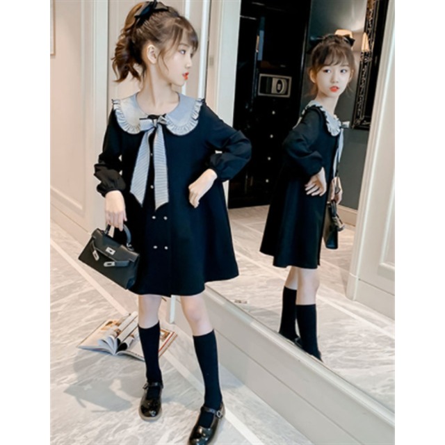 長袖ワンピース 春服 秋服 子供服 110cm-170cm セーラー