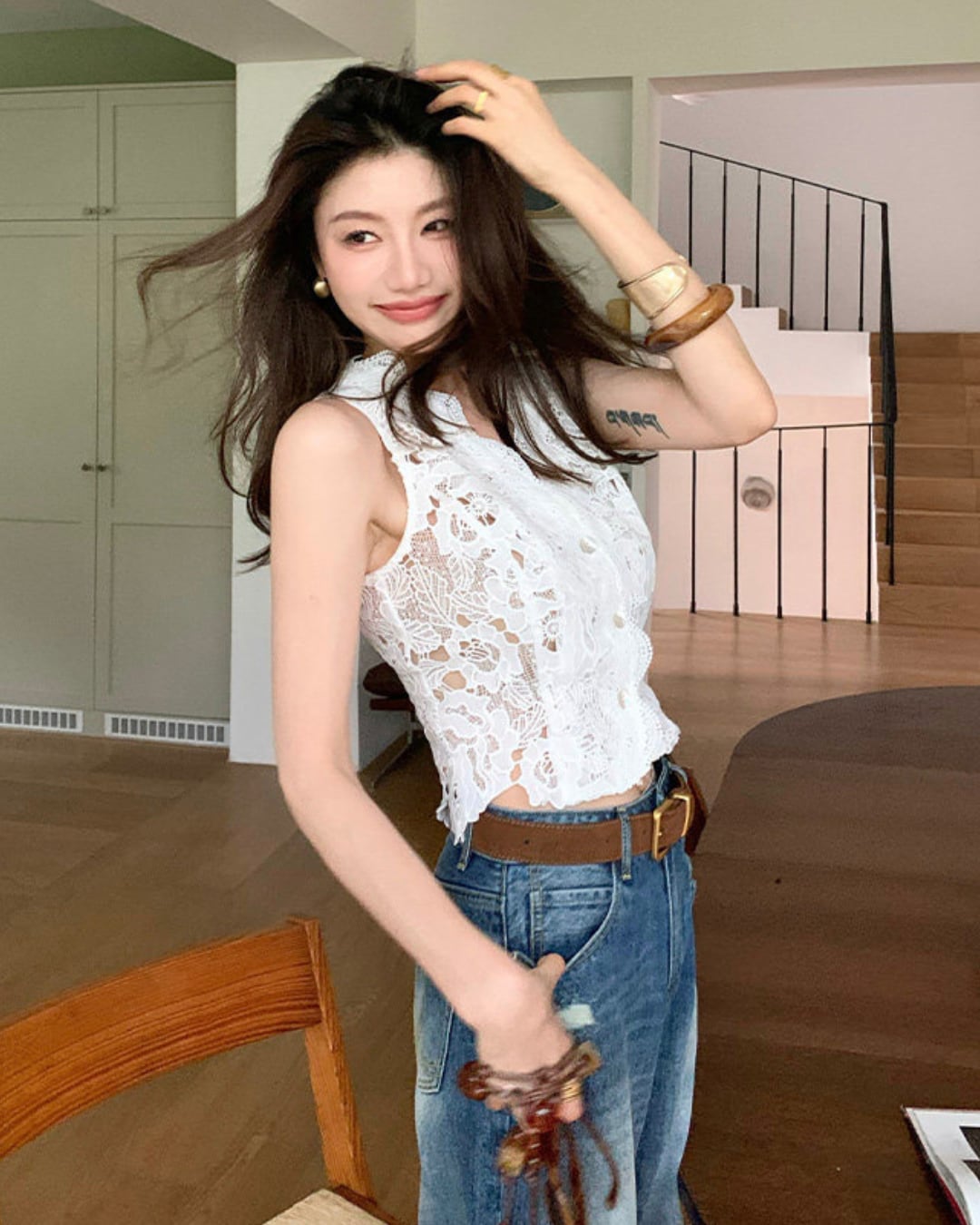 フラワーレースノースリーブトップス S26025