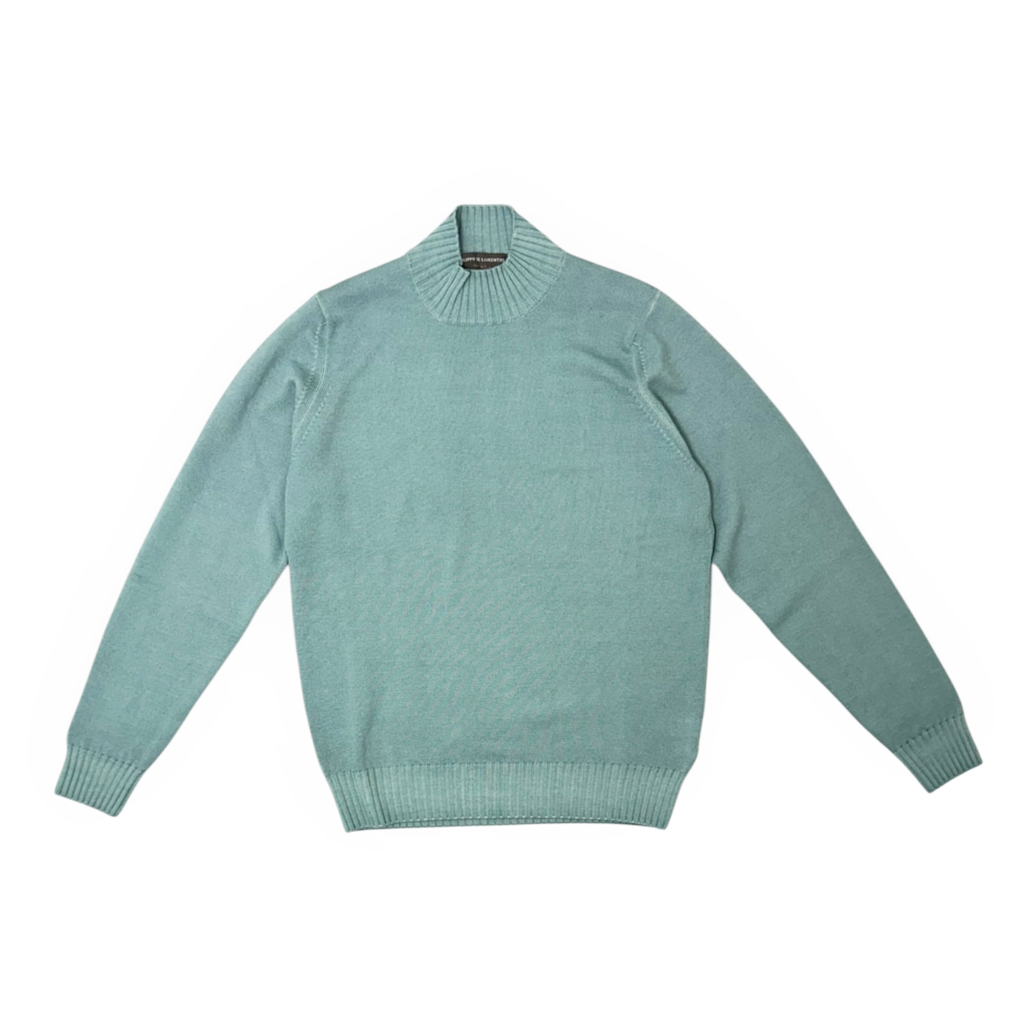 FILIPPO DE LAURENTIIS(フィリッポ デ ローレンティス) 10Gauge Wool Mock neck Knit (Garment Dye) (LU3ML64)/TURQUOISE(N720)