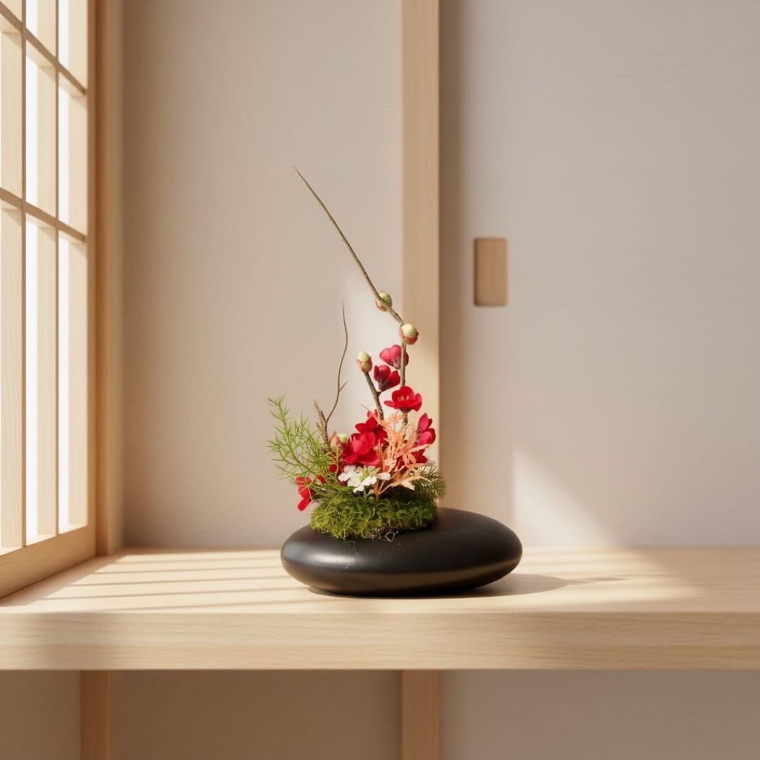 花器の和モダンアレンジメント｜上品なお正月・和風フラワーギフト