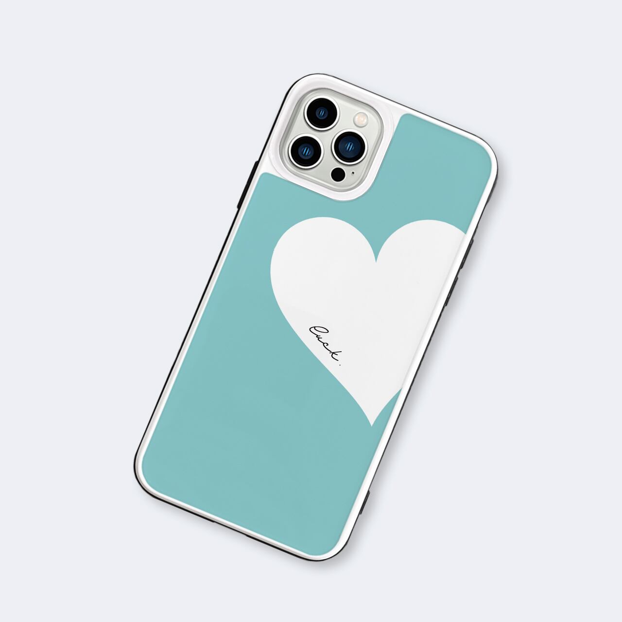 Big Heart♡ターコイズブルー iPhoneケース 強化ガラスケース