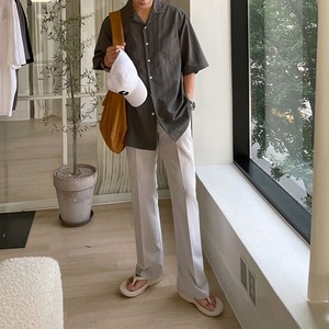 ルーズ開襟シンプル半袖シャツ　MT0080435