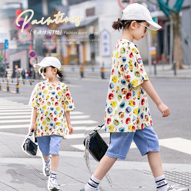 Tシャツ サマースタイルルーズ薄手 コットン 夏物 キッズ ピュア トレンディボーイ18178148705