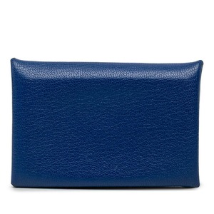 エルメス カルヴィ カードケース 名刺入れ ブルー シェーブル レディース HERMES 【中古】