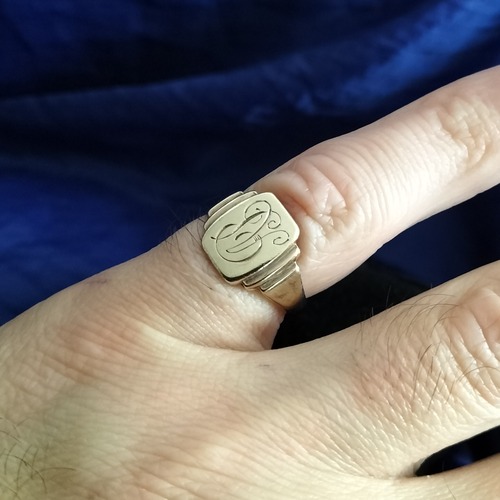 Vintage 9ct Gold on Silver「AI」 Signet Ring UK