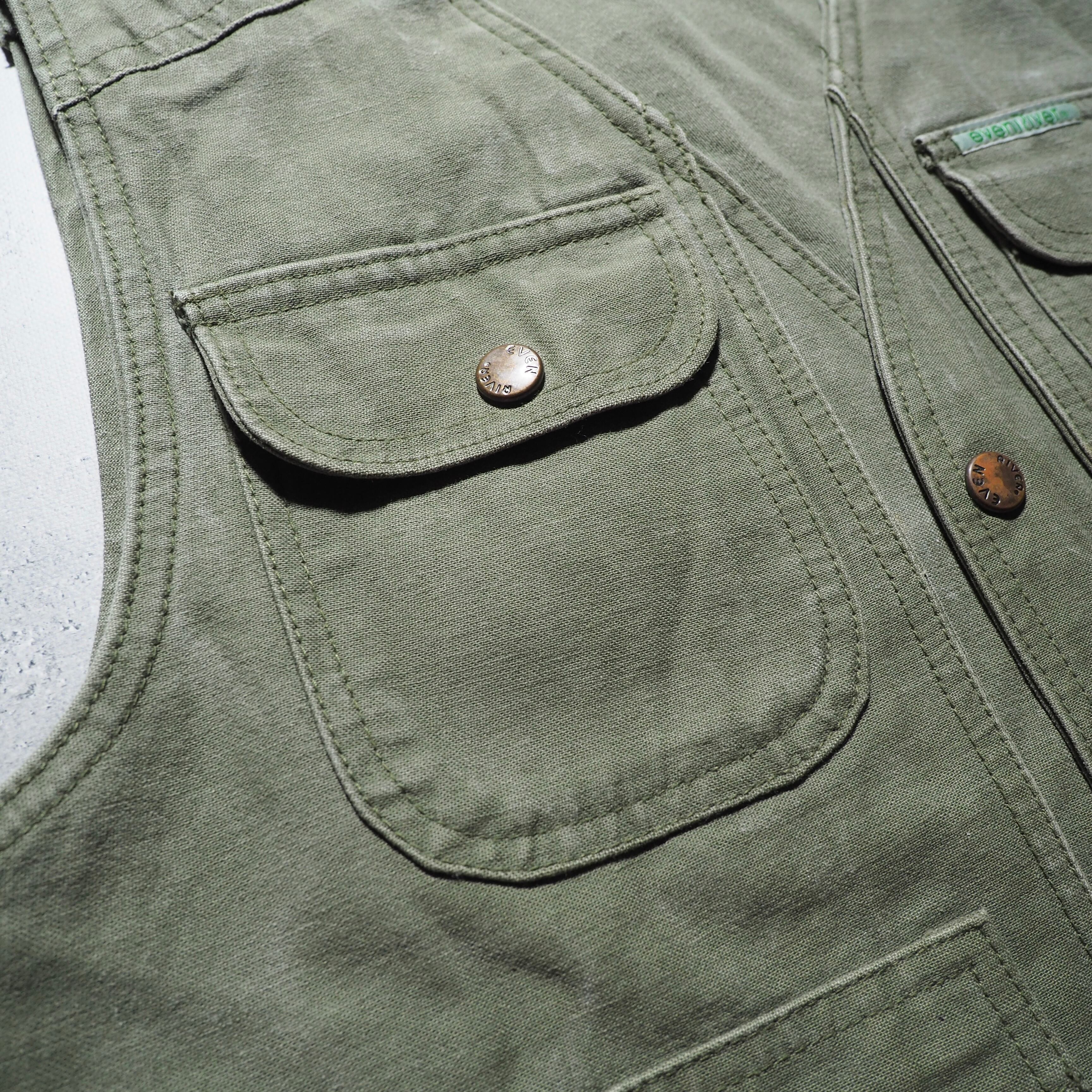 1990s Olive green color multi gimmick vintage vest