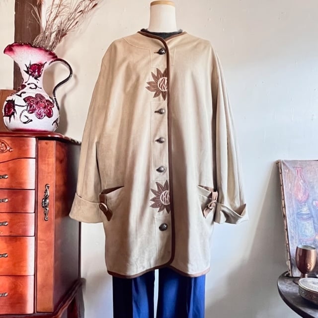 Euro vintage faux suede Tyrol jacket/ヴィンテージスウェード調チロルジャケット