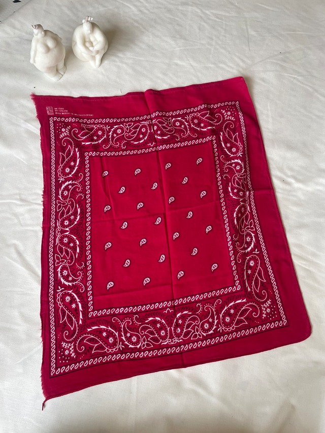 Vintage 1970s–80s USA Paisley Cotton Bandana (FAST COLOR / RN13960)