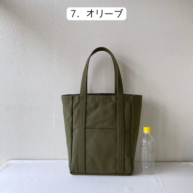 【全9色】「軽いボックストート」たて型通勤／倉敷帆布 8号帆布【受注制作】