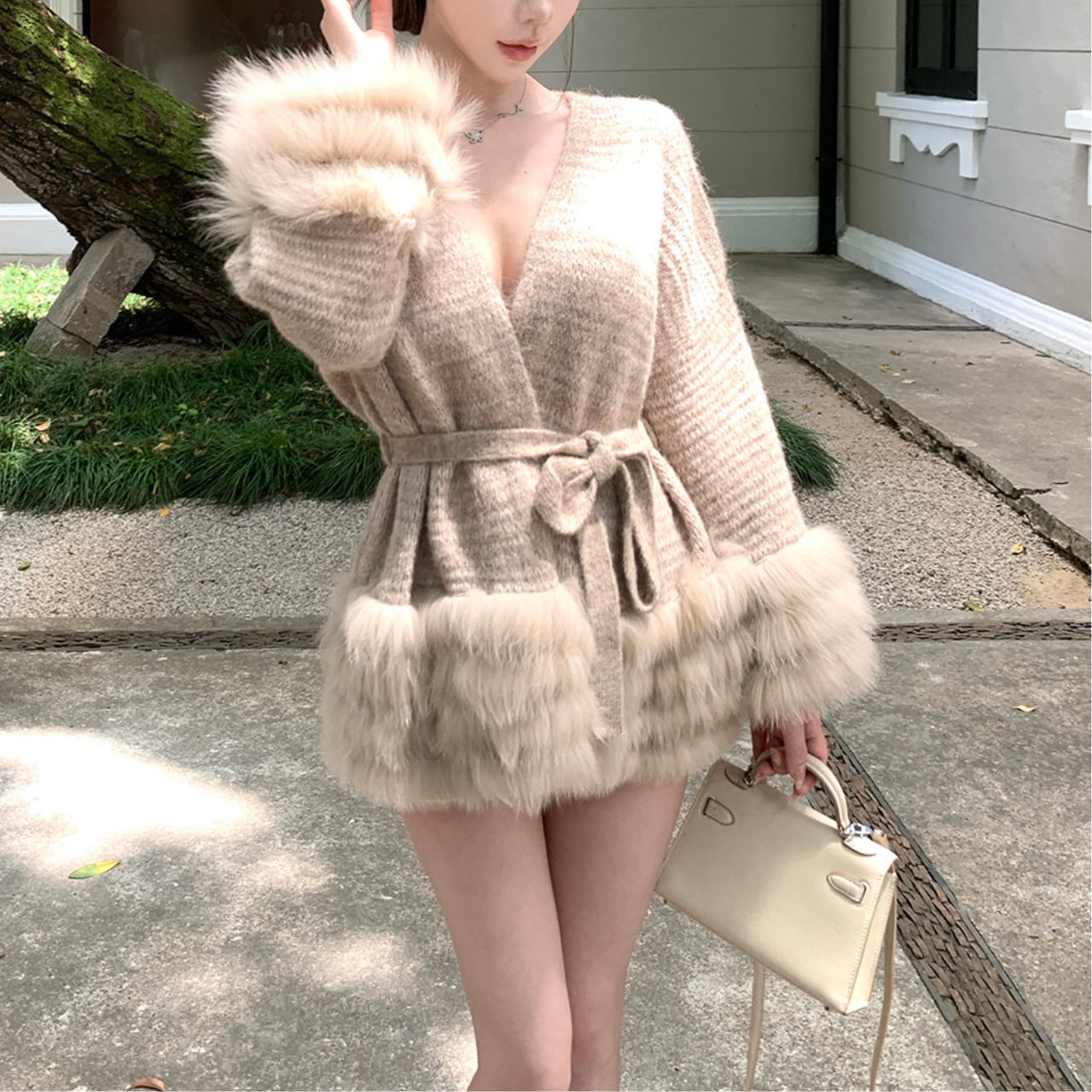 フォックスファー ニットガウン A45