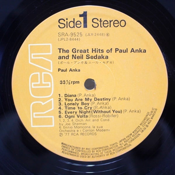Neil Sedaka, Paul Anka / The Great Hits of Paul Anka and Neil Sedaka [SRA-9525-26] - 画像4