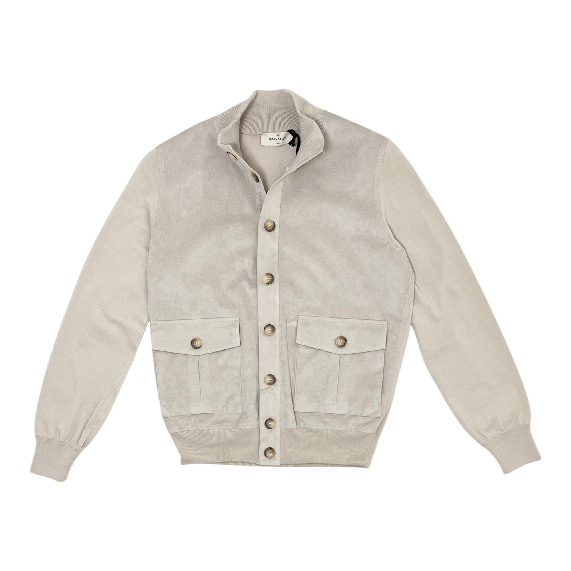 GranSasso(グランサッソ)  Alcantara/Cotton Knit Stand Collar Blouson(57149/18067/018)/GREIGE