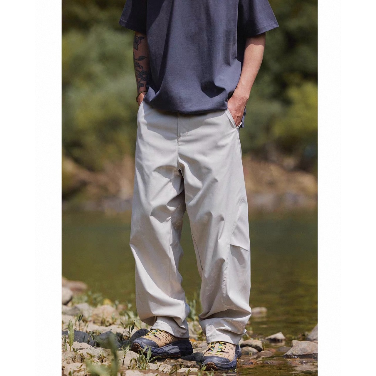 Buckle belt wide pants 1420 - 5