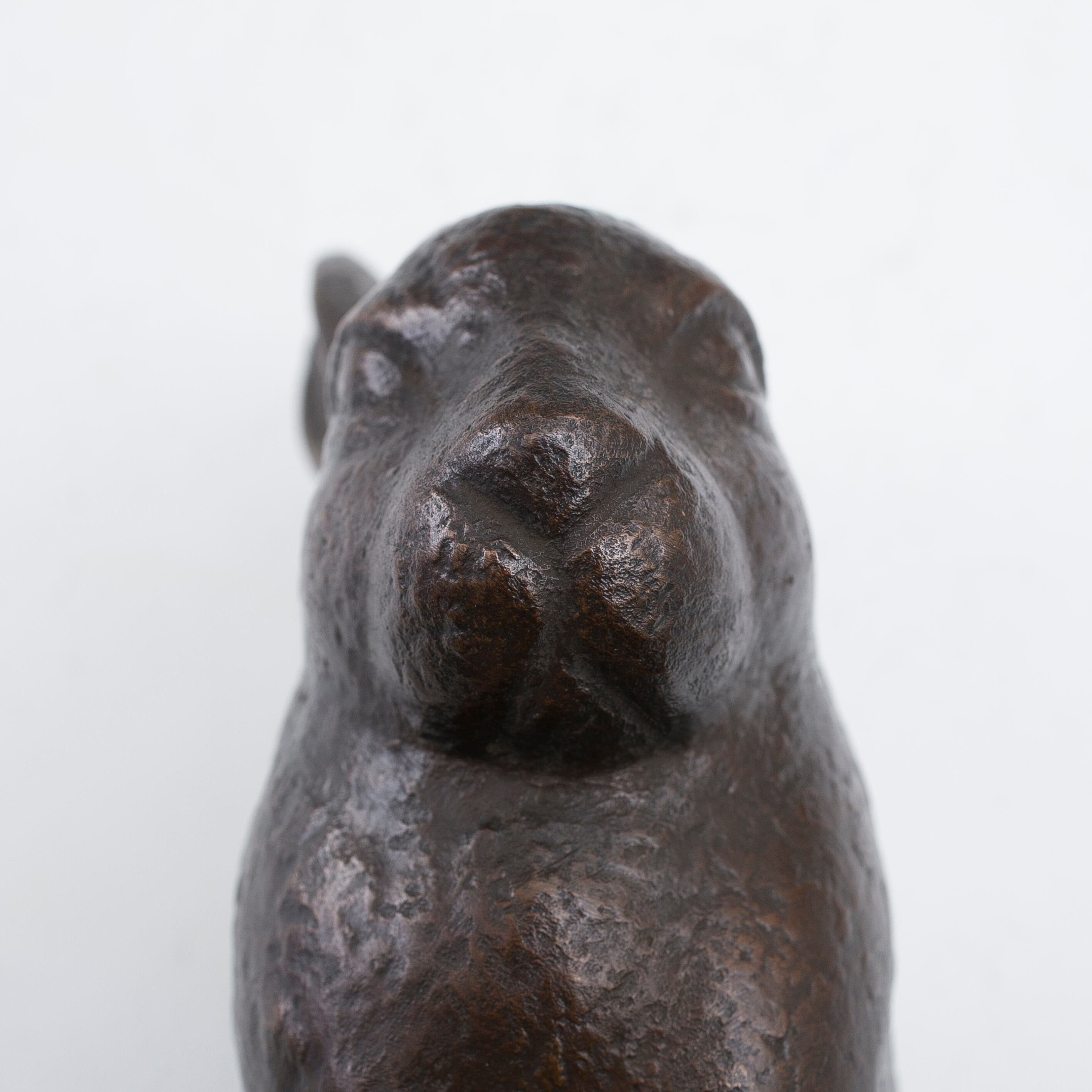 兎 うさぎ 銅 置物 荒居徳亮 ブロンズ オブジェ 1963年 昭和38年 共箱