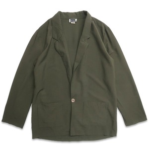 古着 USA製 STUDIO レーヨン イージージャケット テーラードジャケット グリーン系 表記：L　gd408911n w60327