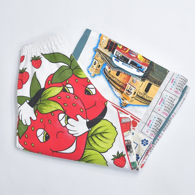 Remakeリメイク テキスタイル パッチワーク デザイン 再構築 レイヴシルエット スーパーワイド バギーパンツ ツギハギ 古着 ユニセックスデザイン W66～96cm