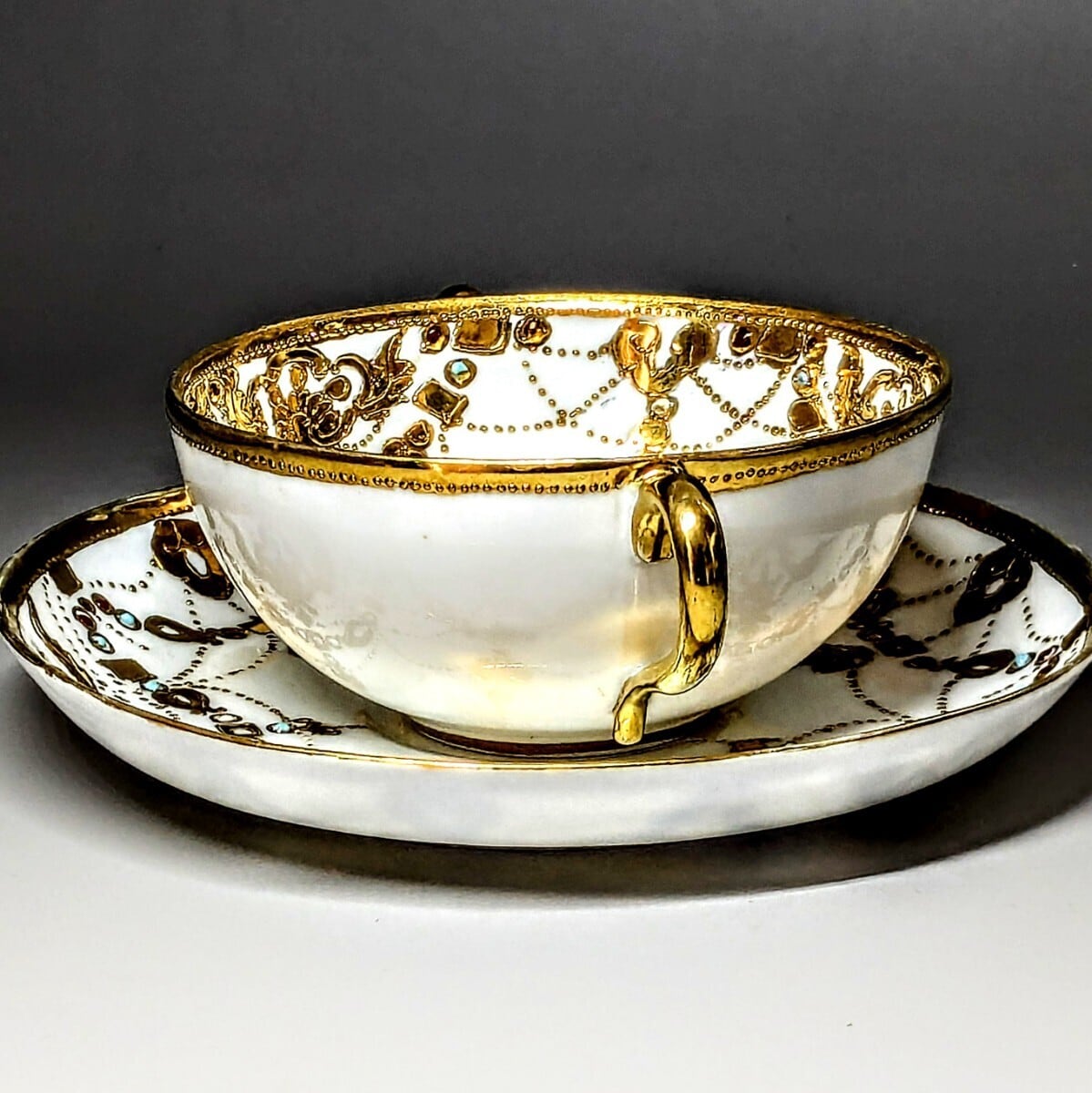 里帰り オールドノリタケ RCマーク エナメルビジュー 金盛上 アール 