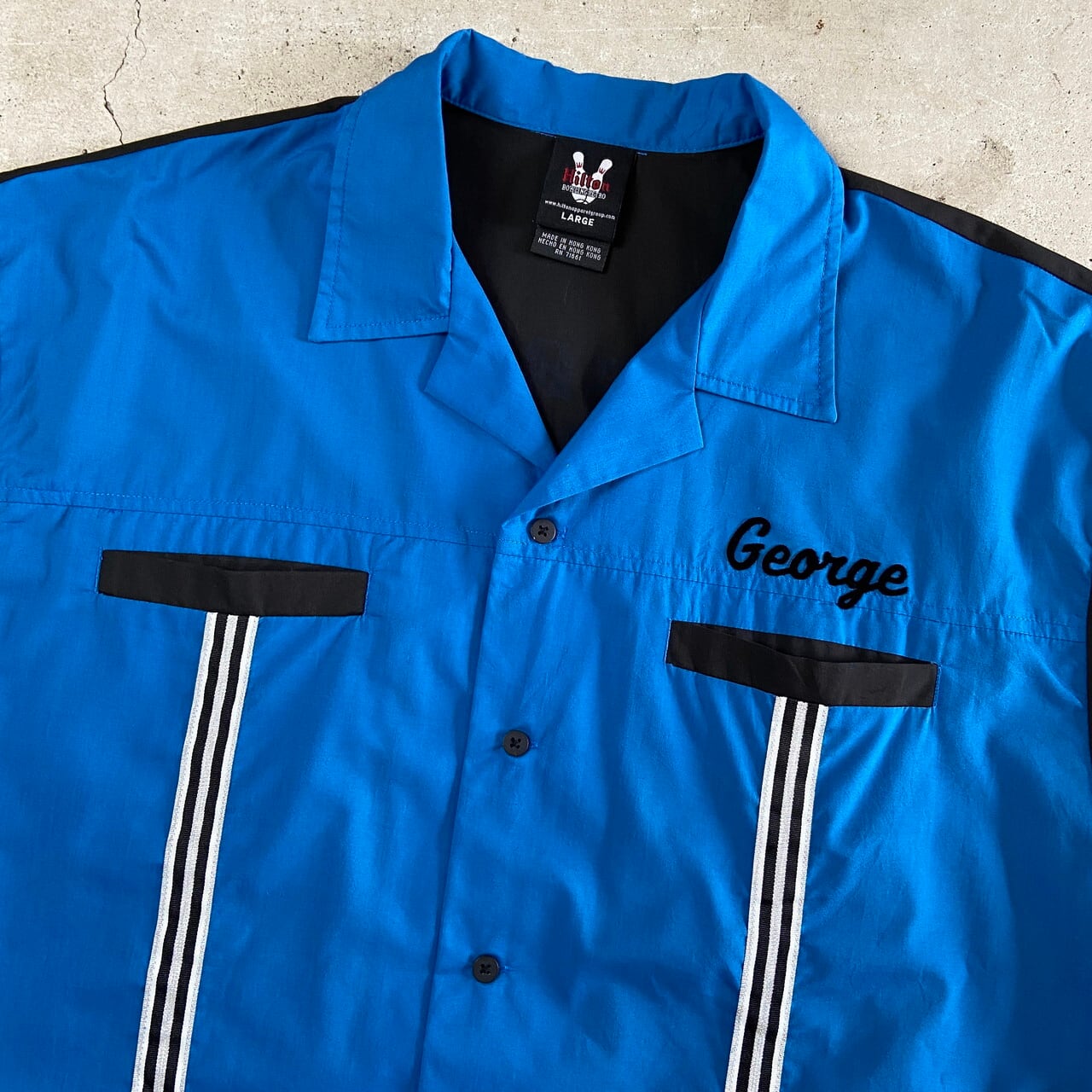 70年代 Hilton ビンテージ ボーリングシャツ(サックスブルー,襟芯入り