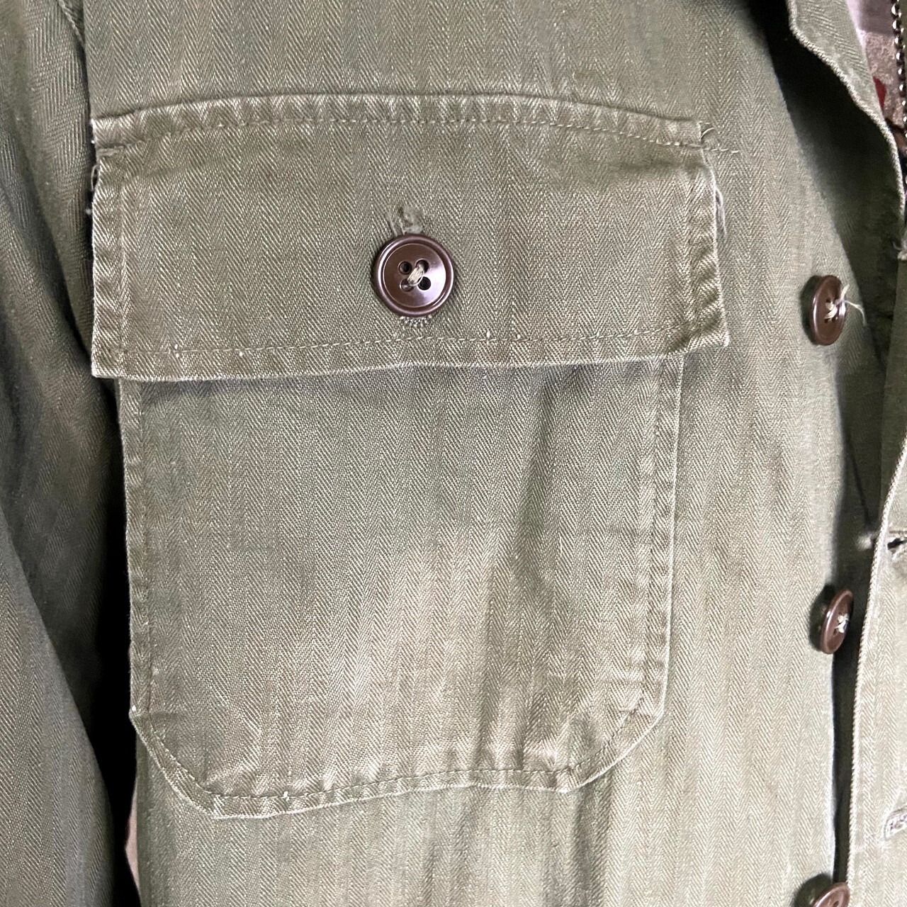 40〜50年代 U.S.ARMY 米軍実品 M-47 HBT ユーティリティシャツ SMALL 