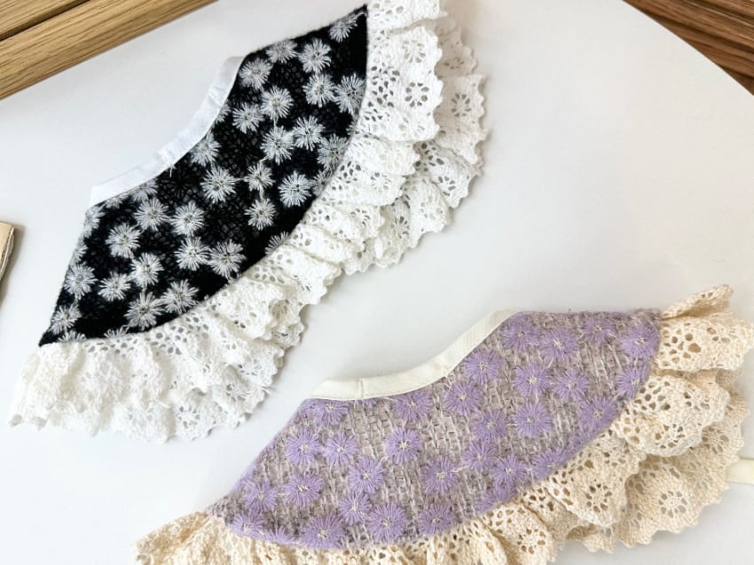 floral cape S ~ L / 犬用 ケープ レース 花柄 アクセサリー 首輪 バンダナ ドッグウェア スカーフ 可愛い 小型犬 中型犬