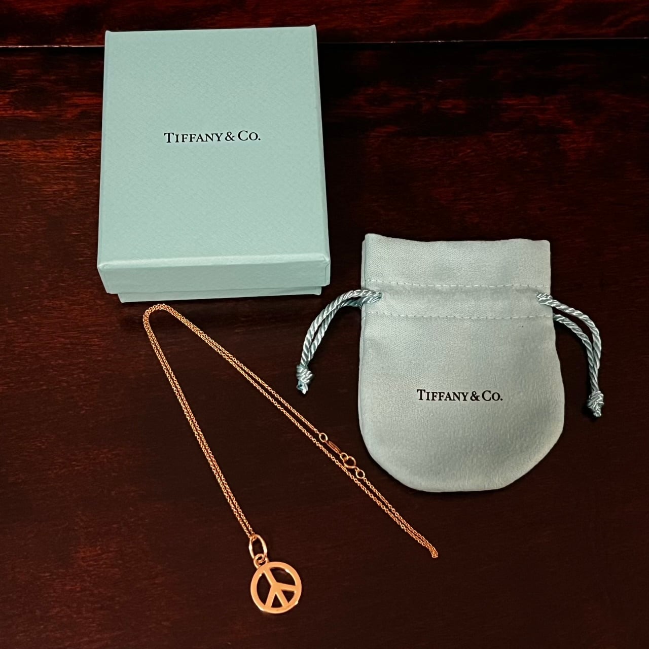 OLD TIFFANY & CO. Peace Sign 18K Gold Charm Necklace | オールド