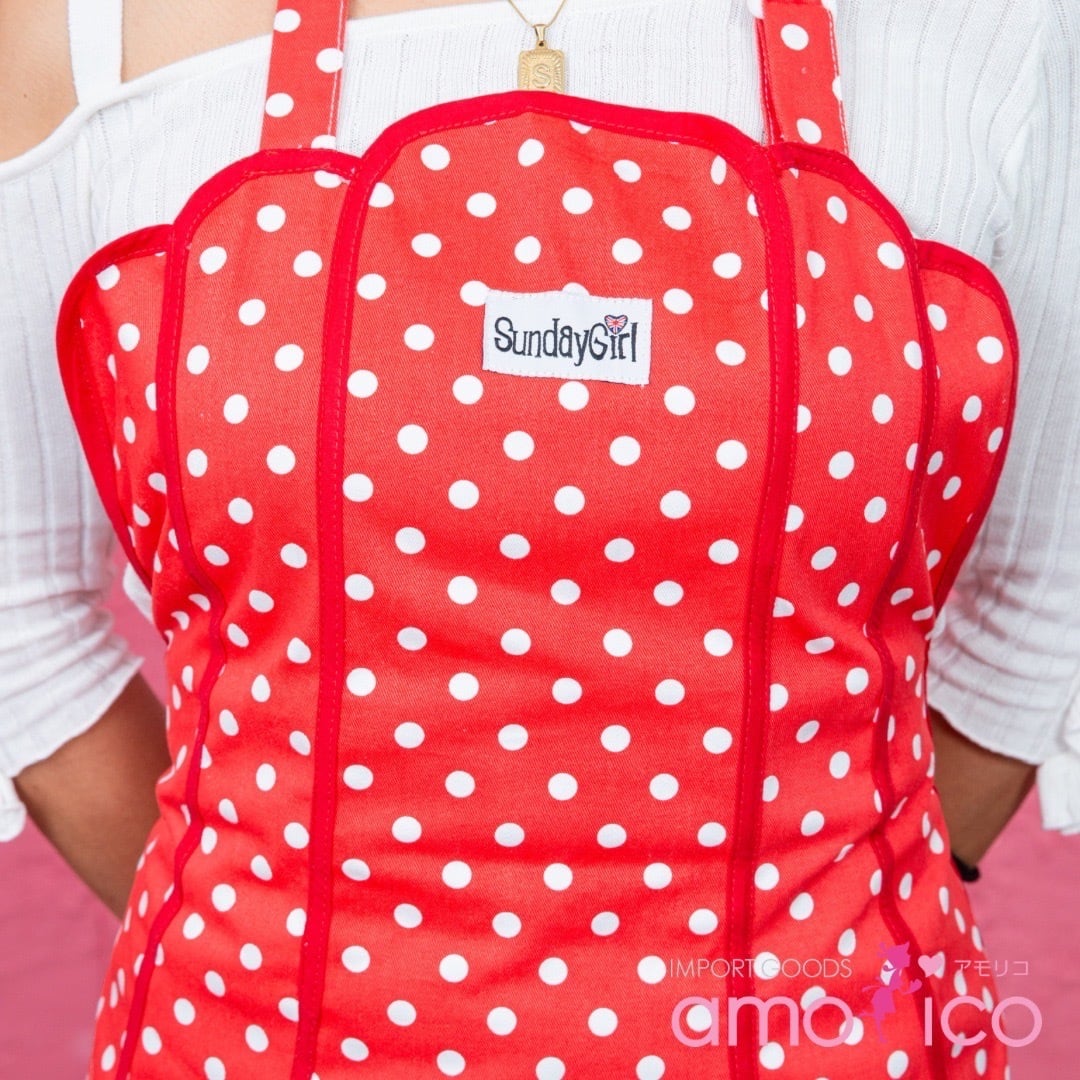 The Sunday Girl】パネル レッドドット エプロン | おしゃれなエプロン