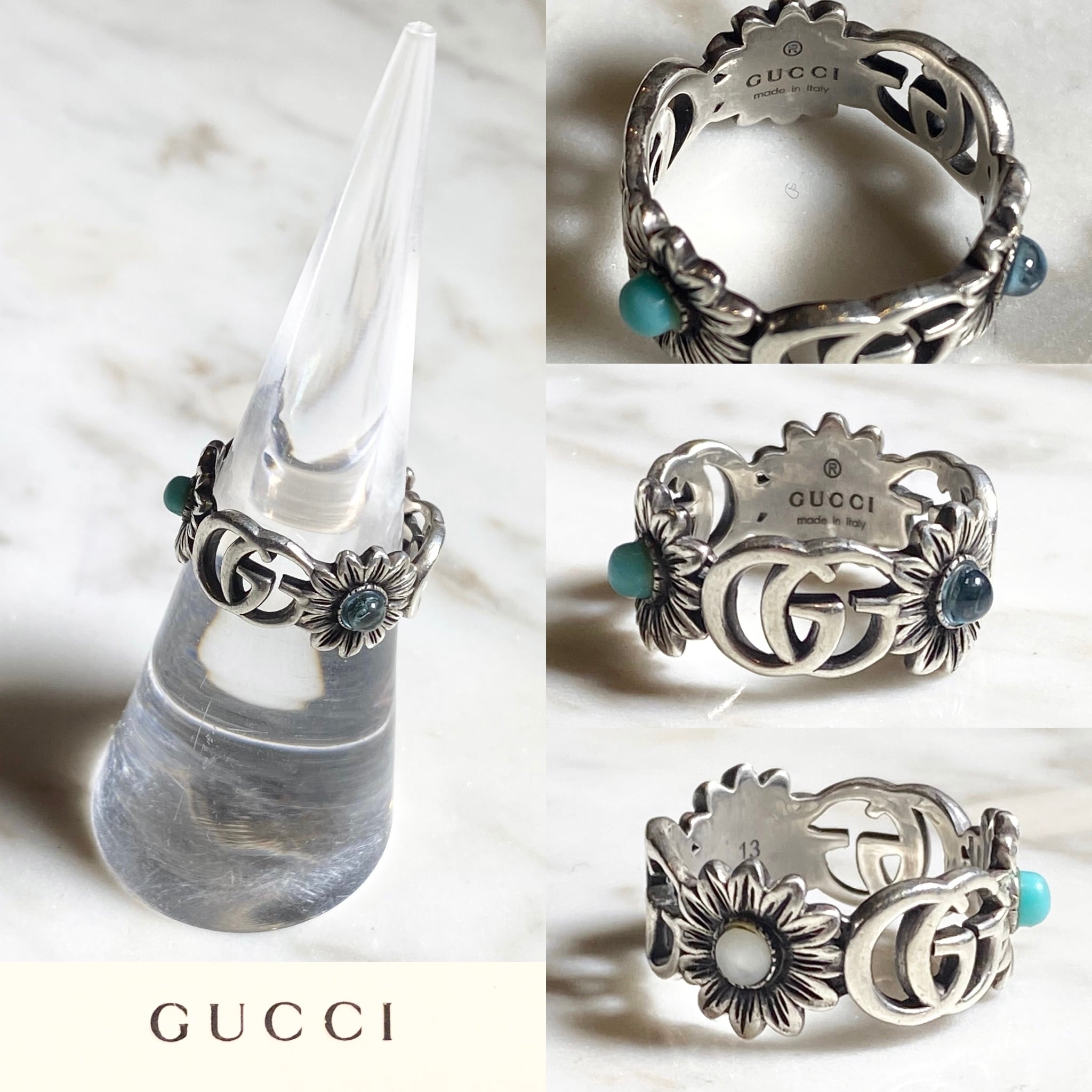 GUCCI double G flower silver ring | NOIR ONLINE
