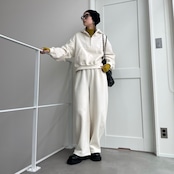 サイドパイピング裏起毛スウェットコクーンPT/エクリュ