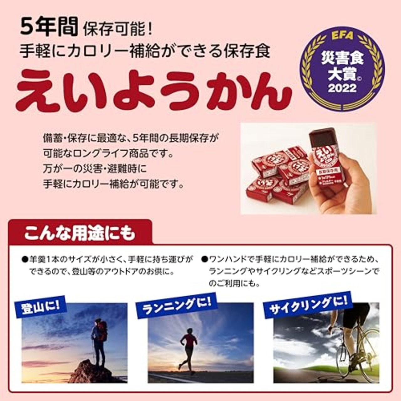 井村屋 5年間長期保存 えいようかん(煉) 60gx5本 4箱