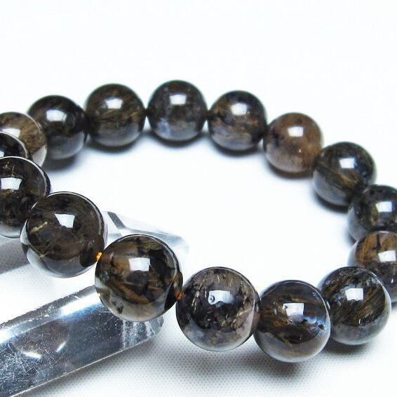 ルチルインアゲート ブレスレット 13mm アゲット 一点物  111-29797