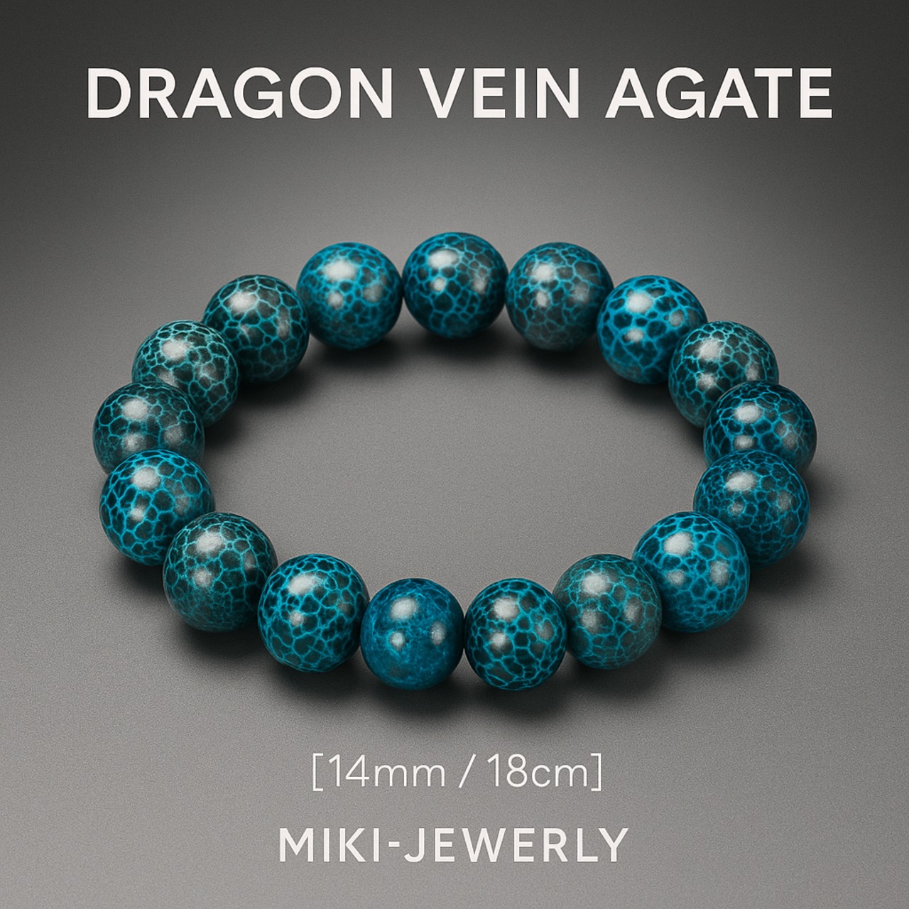 龍脈の力を宿す神秘のブルーストーン|MIKI-JEWERLRY ドラゴンヴェインアゲートブレスレット|14mm/18cm|Dragon Vein Agate Bracelet