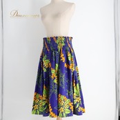フラダンス 衣装 MENEHUNE PLANTETION メネフネプランテーション パウスカート ブルー系 日本製 レイ柄 花柄 シングル シンプル かわいい 華やか 鮮やか 明るい 爽やか 青 緑 黄 橙 ハワイアン アロハ フラ ダンス レッスン 練習