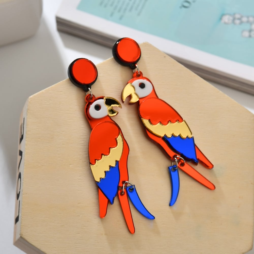 カラフルオウム ピアス イヤリング Bird colorful parrot 鳥ピアス | Neons